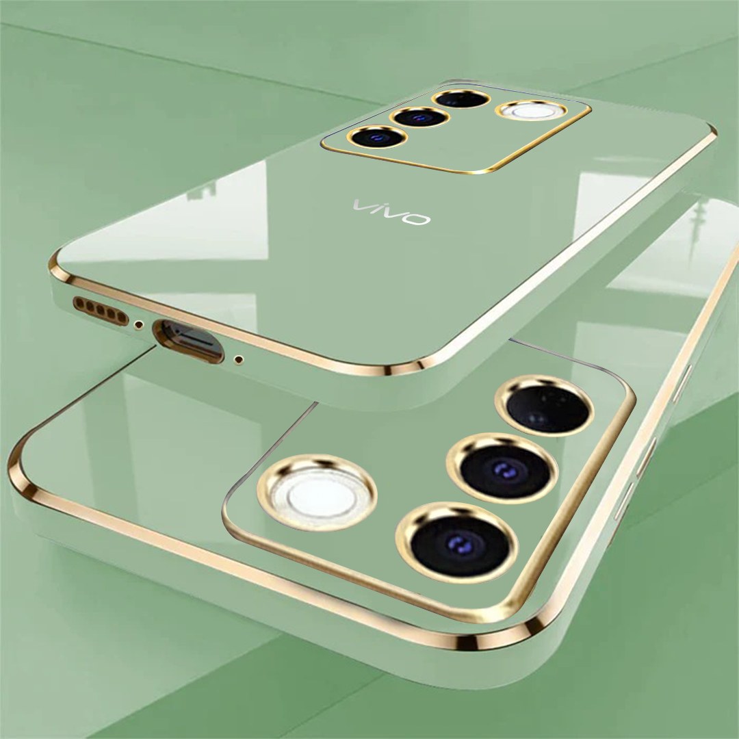 VIVO V27 5G ULTRA-SHINE GOLD ELECTROPLATED LUXURIOUS  BACK CASE WITH CAMERA PROTECTION