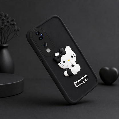 VIVO V40 5G Soft Silicone 3D Hello Kitty character design Back Case with Camera Protection