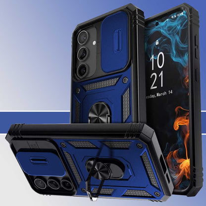 Galaxy A35 5g Armor Case with Slide Camera Cover[Military Grade 16ft. Drop Tested] Magnetic Ring Kickstand Protective Phone Case