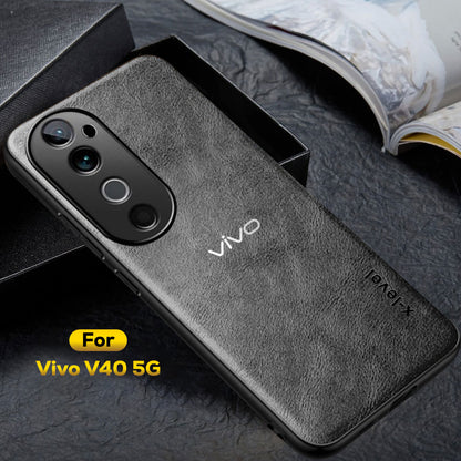 VIVO V40 5G Business Style PU LEATHER PROTECTIVE BACK CASE WITH CAMERA PROTECTION