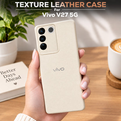 VIVO V27 5G Solid Color Leather Texture Matte Phone Back Case