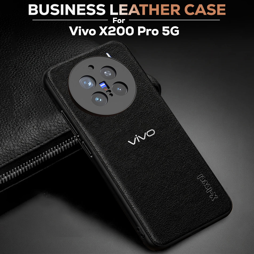 VIVO X200 PRO 5G  Business Style  PU LEATHER PROTECTIVE BACK CASE WITH CAMERA PROTECTION