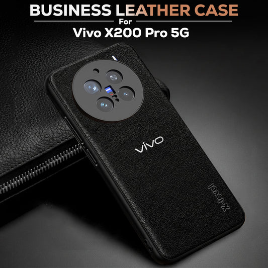 VIVO X200 PRO 5G  Business Style  PU LEATHER PROTECTIVE BACK CASE WITH CAMERA PROTECTION
