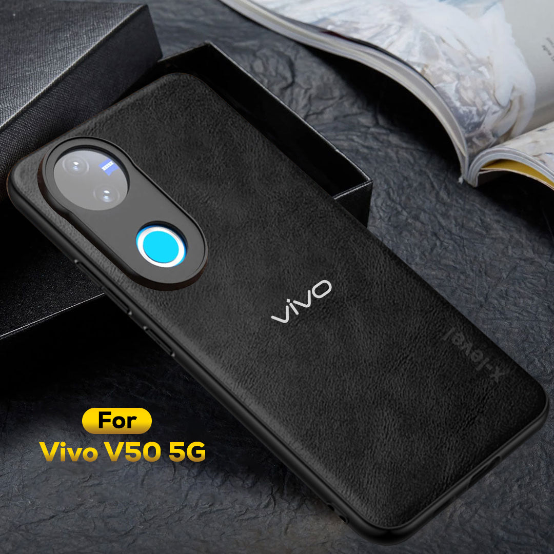 VIVO V50 5G  Business Style PU LEATHER PROTECTIVE BACK CASE WITH CAMERA PROTECTION