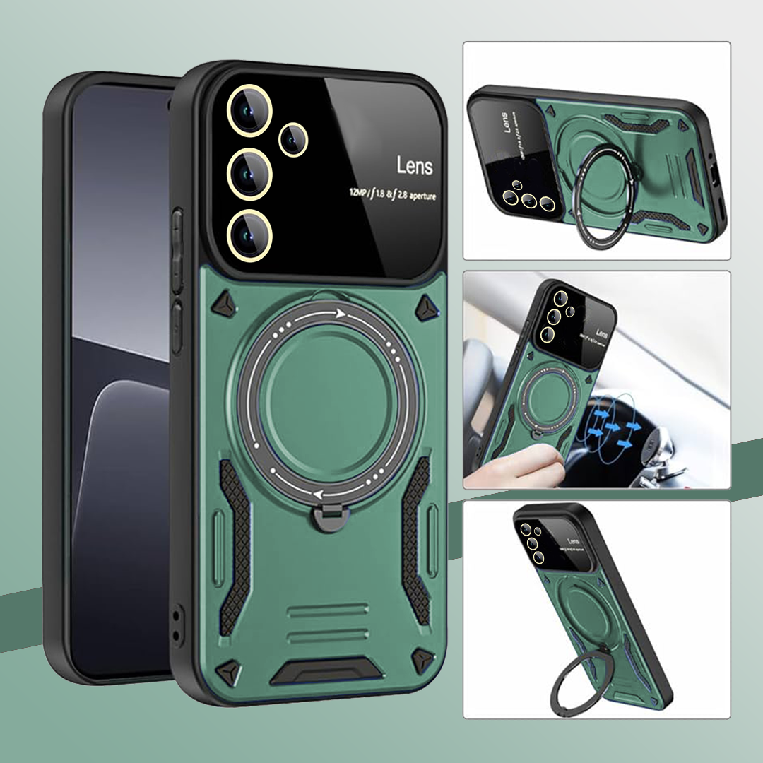SAMSUNG GALAXY S23 FE 5G Heavy Duty Rugged Shockproof Camera Lens Protector Phone Cover with Kickstand