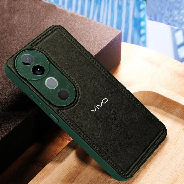 VIVO V40 5G Solid Color Leather Texture Matte Phone Back Case