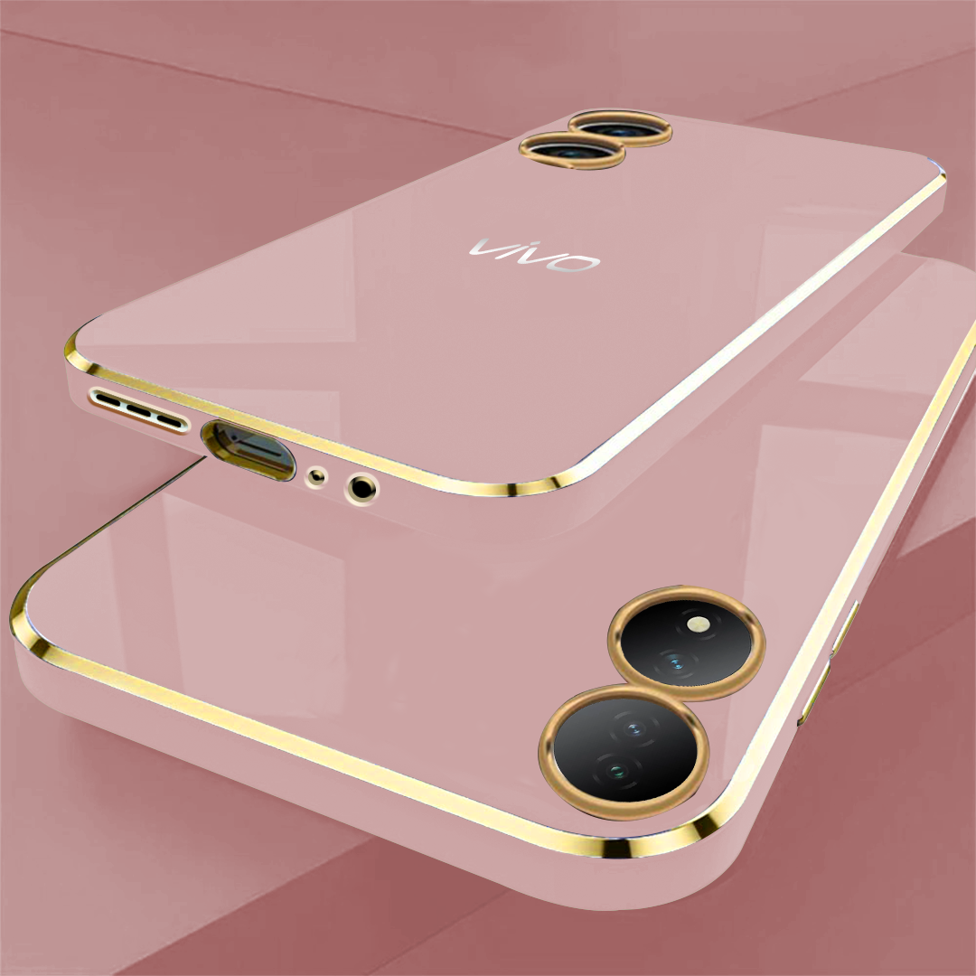 VIVO Y100A 5G ULTRA-SHINE GOLD ELECTROPLATED LUXURIOUS  BACK CASE WITH CAMERA PROTECTION