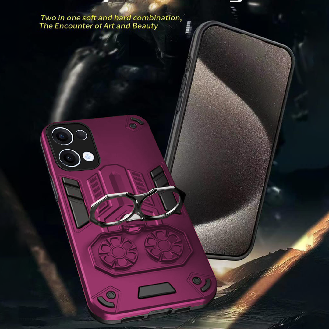 Oppo Reno 13 5G Armor knight Series Camera Protection 2 in 1 Shockproof Phone Cover with Kickstand