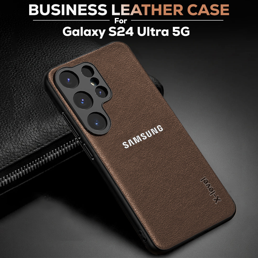 Samsung Galaxy S24 ULTRA 5G BUSINESS STYLE PU LEATHER PROTECTIVE BACK CASE WITH CAMERA PROTECTION