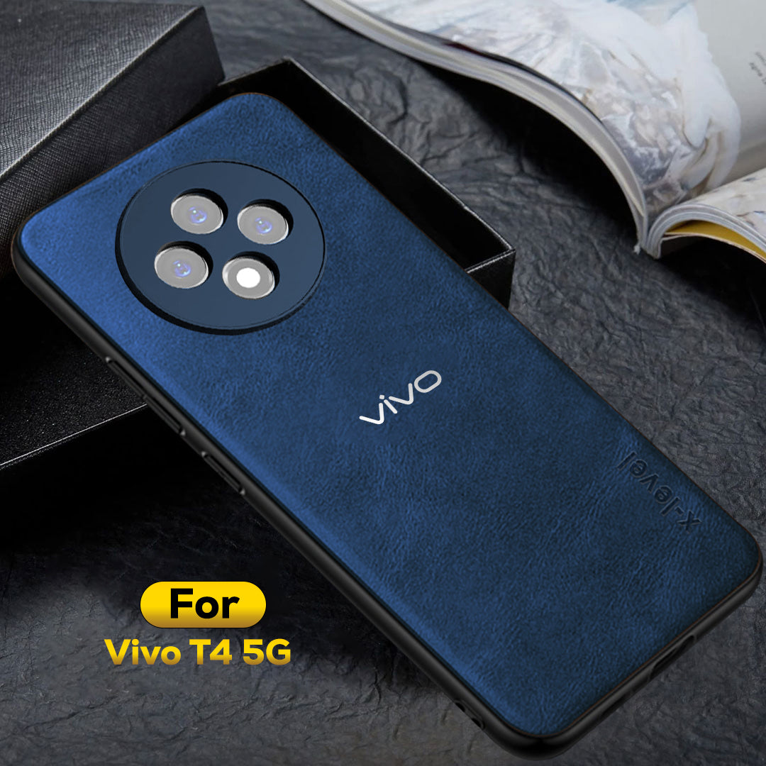 VIVO T4 5G Business Style PU LEATHER PROTECTIVE BACK CASE WITH CAMERA PROTECTION