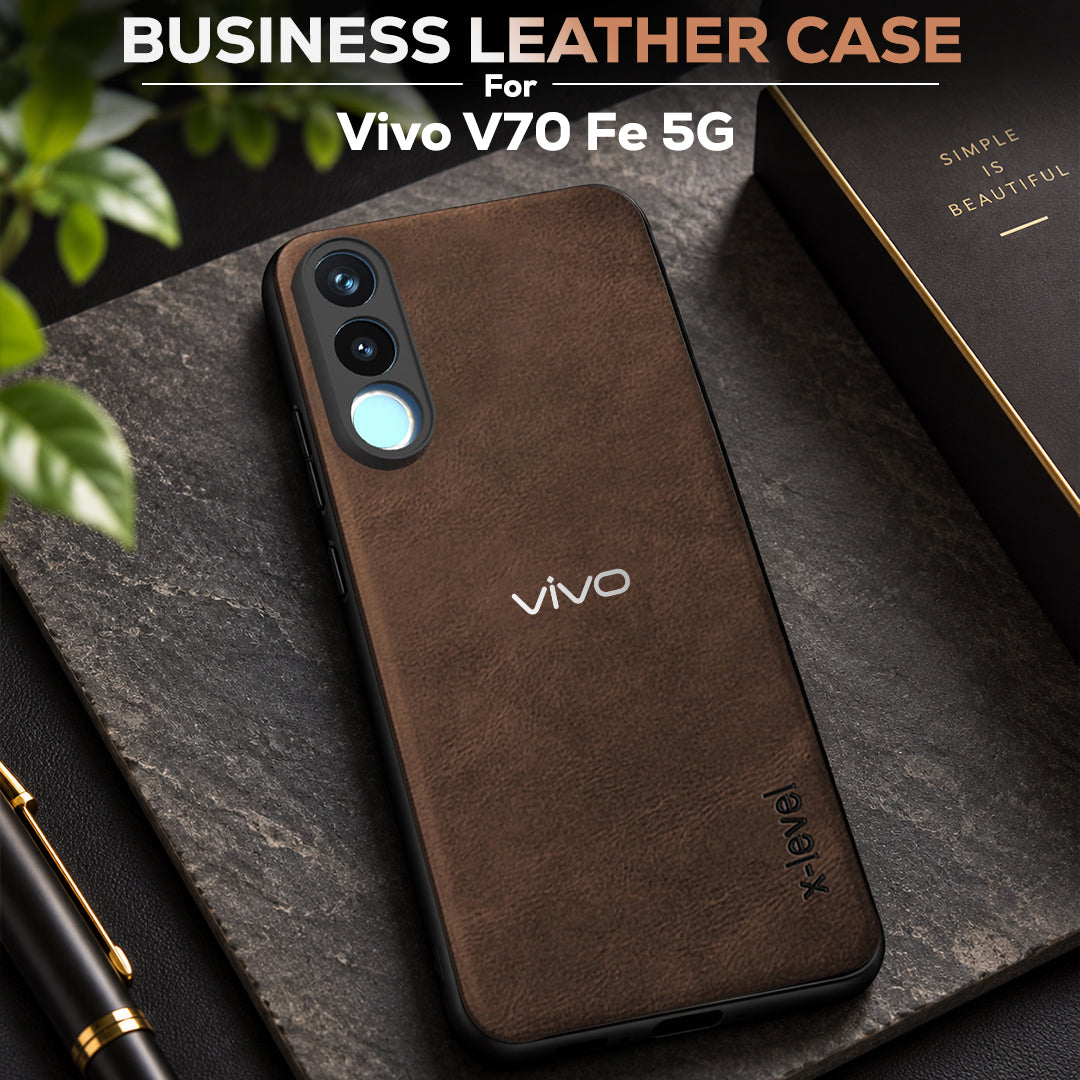 VIVO V70 FE 5G  Business Style PU LEATHER PROTECTIVE BACK CASE WITH CAMERA PROTECTION