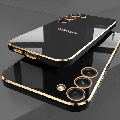 SAMSUNG GALAXY S25 5G ULTRA-SHINE GOLD ELECTROPLATED LUXURIOUS  BACK CASE WITH CAMERA PROTECTION