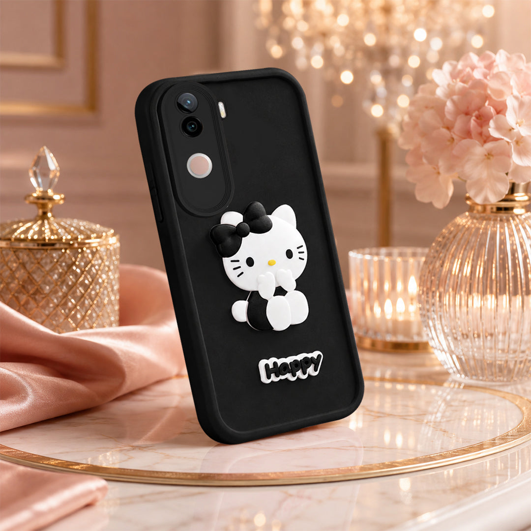 VIVO V40E 5G Soft Silicone 3D Hello Kitty character design Back Case with Camera Protection