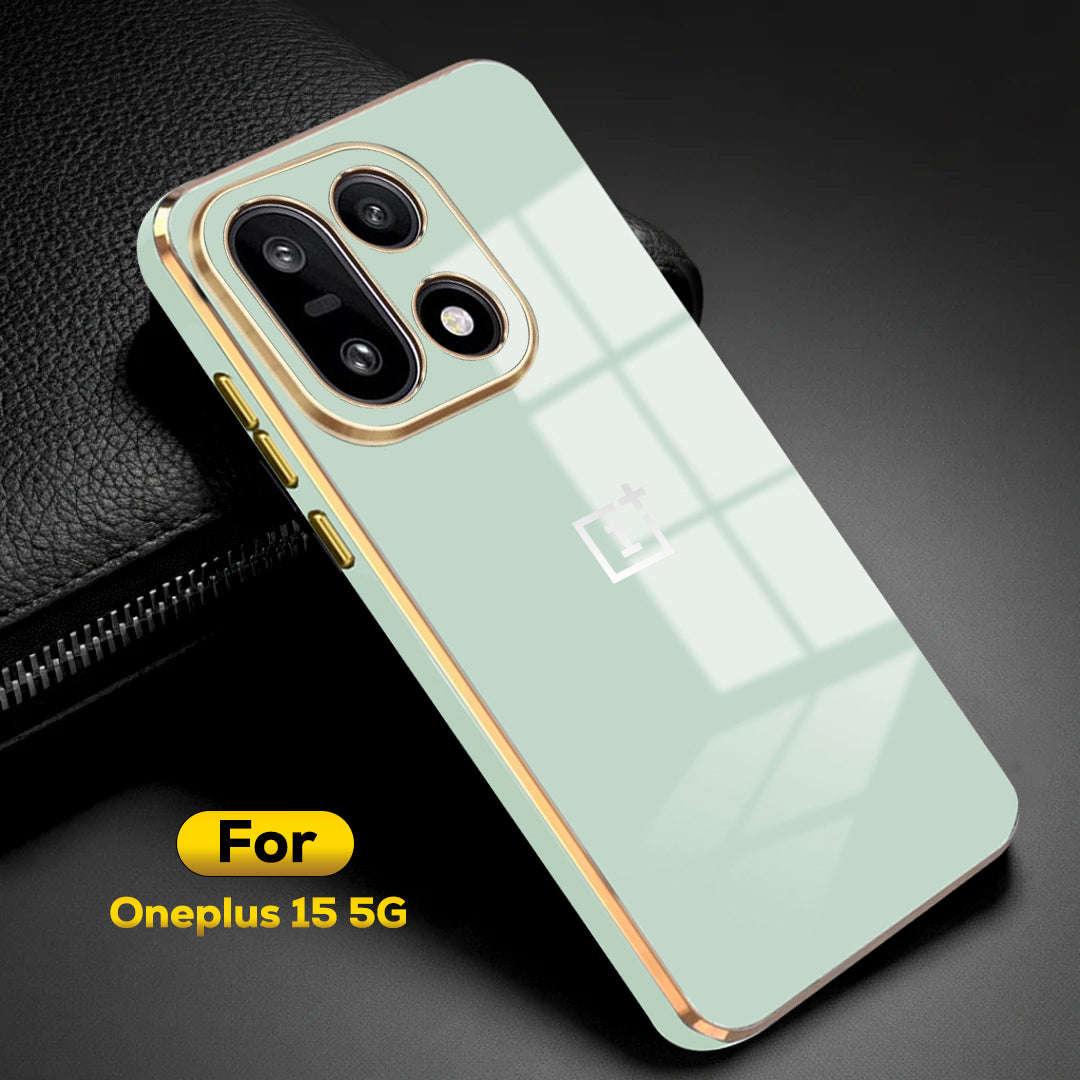 ONEPLUS 15 5G ULTRA-SHINE GOLD ELECTROPLATED LUXURIOUS  BACK CASE WITH CAMERA PROTECTION