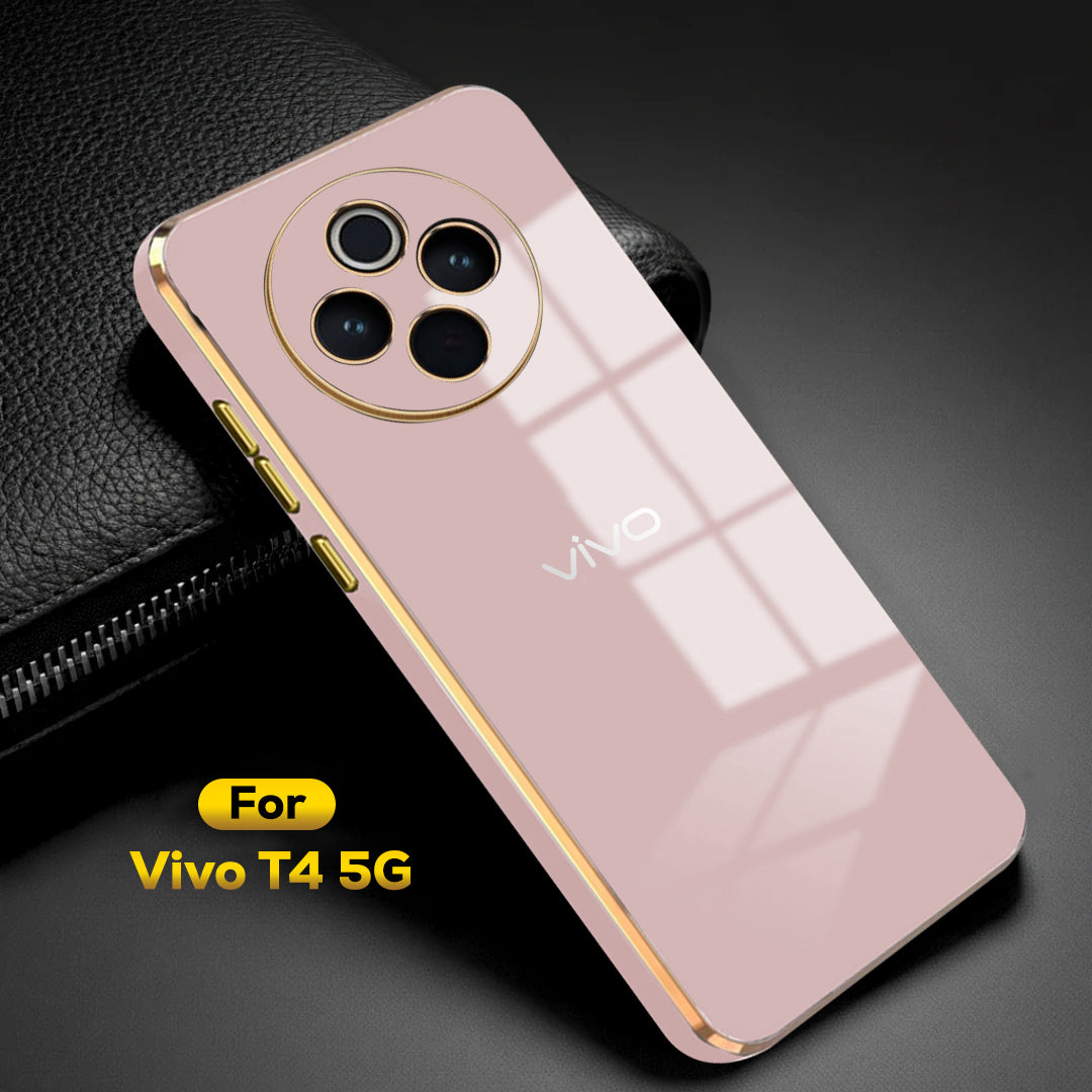 VIVO T4 5G ULTRA-SHINE GOLD ELECTROPLATED LUXURIOUS  BACK CASE WITH CAMERA PROTECTION