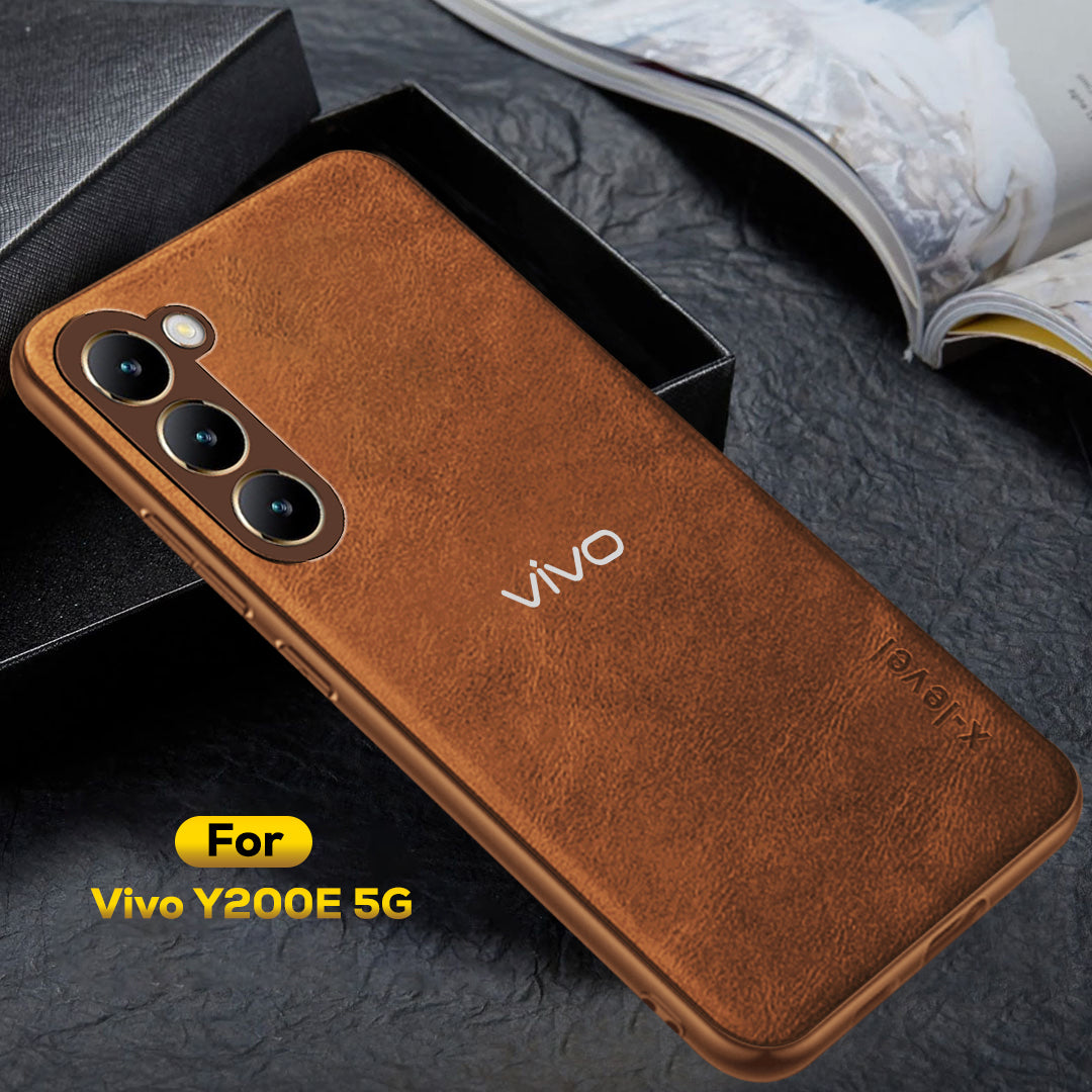 VIVO Y200E 5G Business Style PU LEATHER PROTECTIVE BACK CASE WITH CAMERA PROTECTION