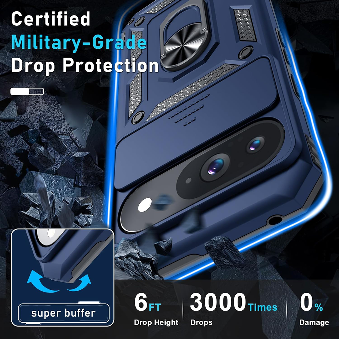 GOOGLE PIXEL 9/9PRO 5G Armor Military-grade Case With Sliding Camera Cover & 360 Kickstand