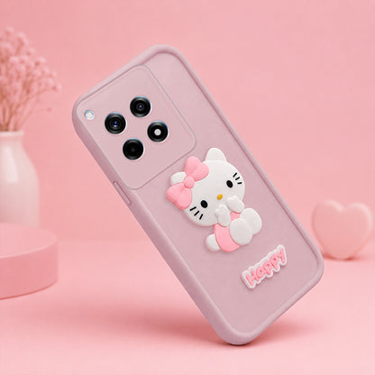 ONEPLUS 12R 5G Soft Silicone 3D Hello Kitty character design Back Case with Camera Protection