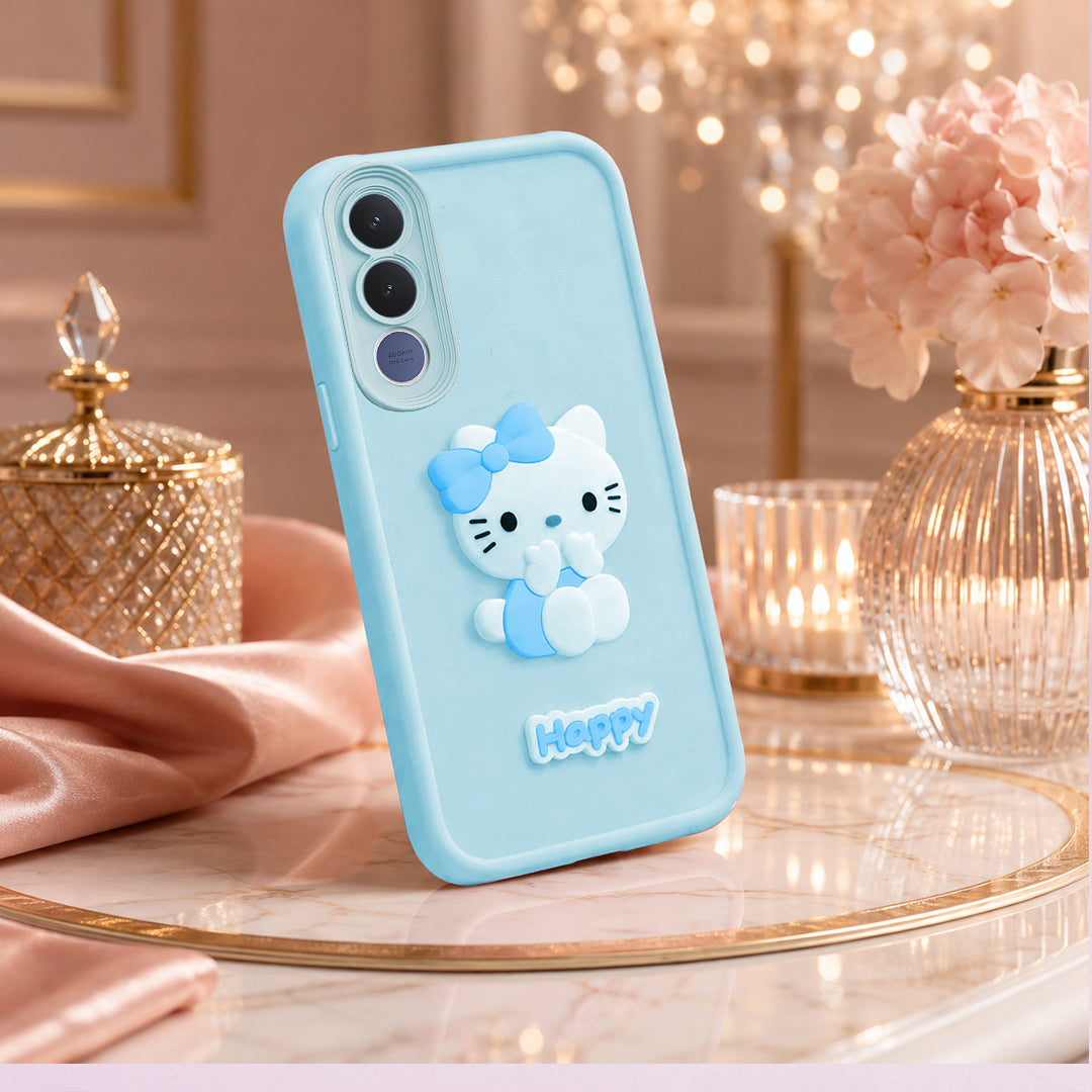VIVO V70FE 5G Soft Silicone 3D Hello Kitty character design Back Case with Camera Protection