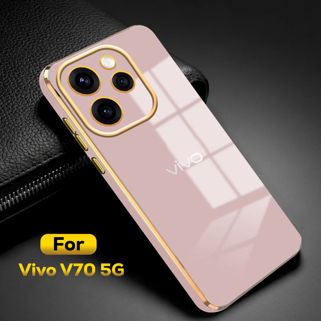 VIVO V70 5G ULTRA-SHINE GOLD ELECTROPLATED LUXURIOUS  BACK CASE WITH CAMERA PROTECTION