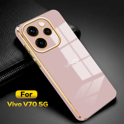 VIVO V70 5G ULTRA-SHINE GOLD ELECTROPLATED LUXURIOUS  BACK CASE WITH CAMERA PROTECTION