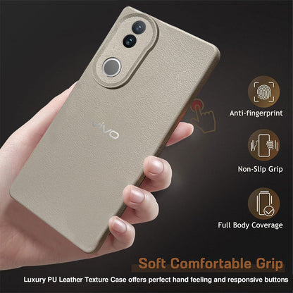Vivo V50 5G Solid Color Leather Texture Matte Phone Back Case
