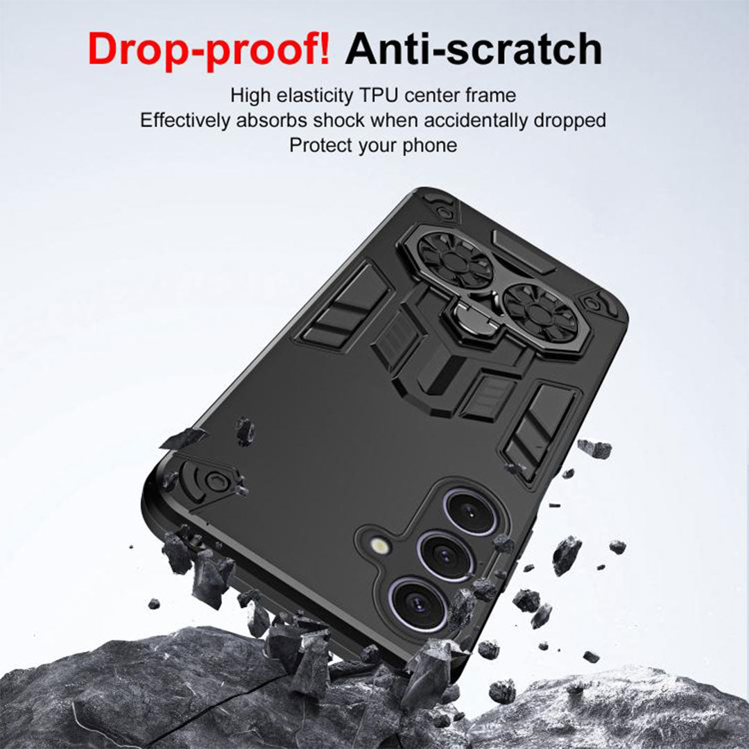 Samsung Galaxy A55 5G Armor knight Series Camera Protection 2 in 1 Shockproof Phone Cover with Kickstand