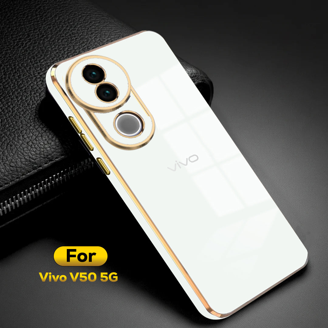 VIVO V50 5G ULTRA-SHINE GOLD ELECTROPLATED LUXURIOUS  BACK CASE WITH CAMERA PROTECTION