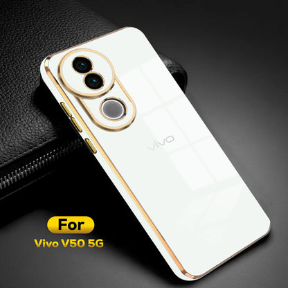 VIVO V50 5G ULTRA-SHINE GOLD ELECTROPLATED LUXURIOUS  BACK CASE WITH CAMERA PROTECTION