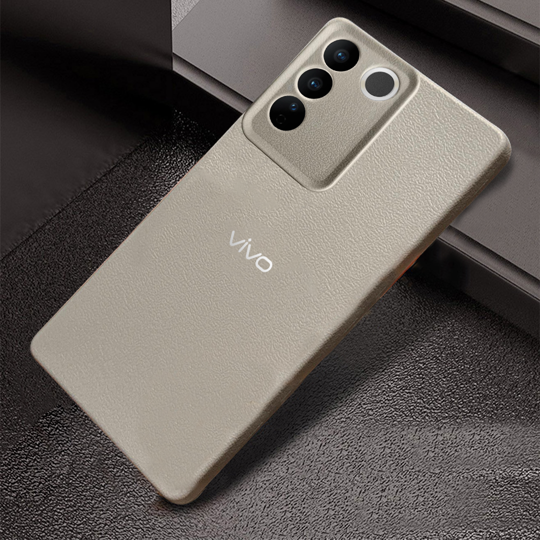 VIVO V27 5G Solid Color Leather Texture Matte Phone Back Case
