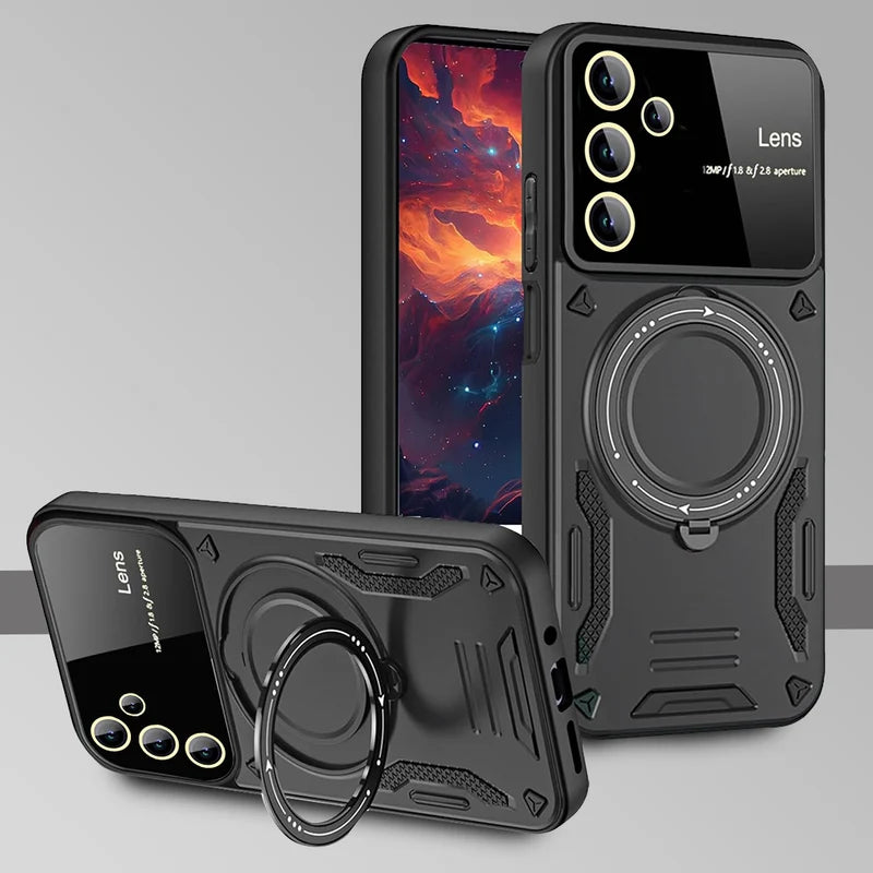 SAMSUNG GALAXY A55 5G Heavy Duty Rugged Shockproof Camera Lens Protector Phone Cover with Kickstand