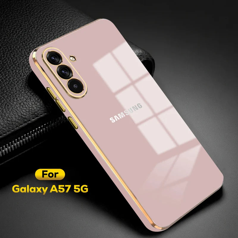 SAMSUNG GALAXY A57 5G ULTRA-SHINE GOLD ELECTROPLATED LUXURIOUS  BACK CASE WITH CAMERA PROTECTION