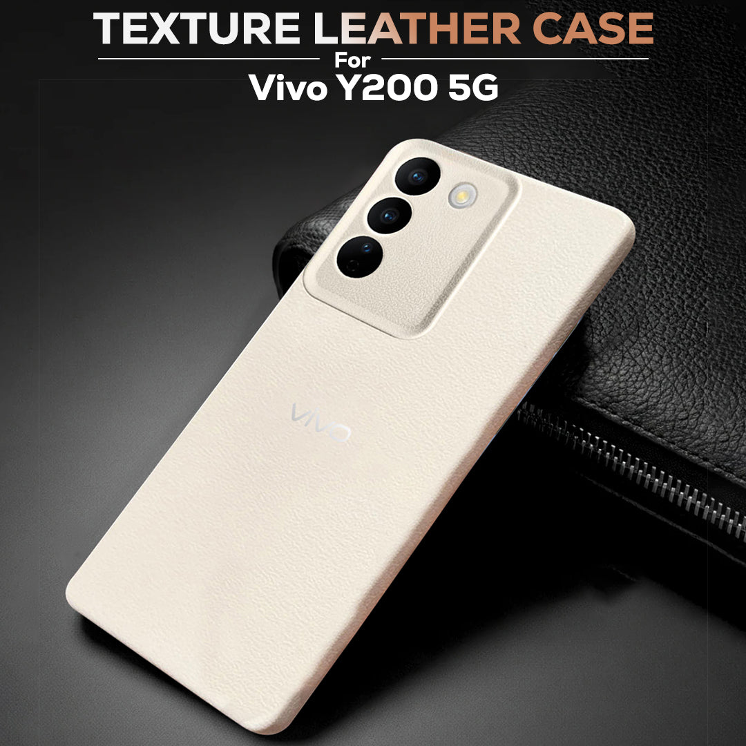 VIVO Y200 5G Solid Color Leather Texture Matte Phone Back Case