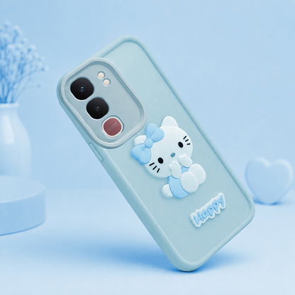 VIVO Y400 5G Soft Silicone 3D Hello Kitty character design Back Case with Camera Protection