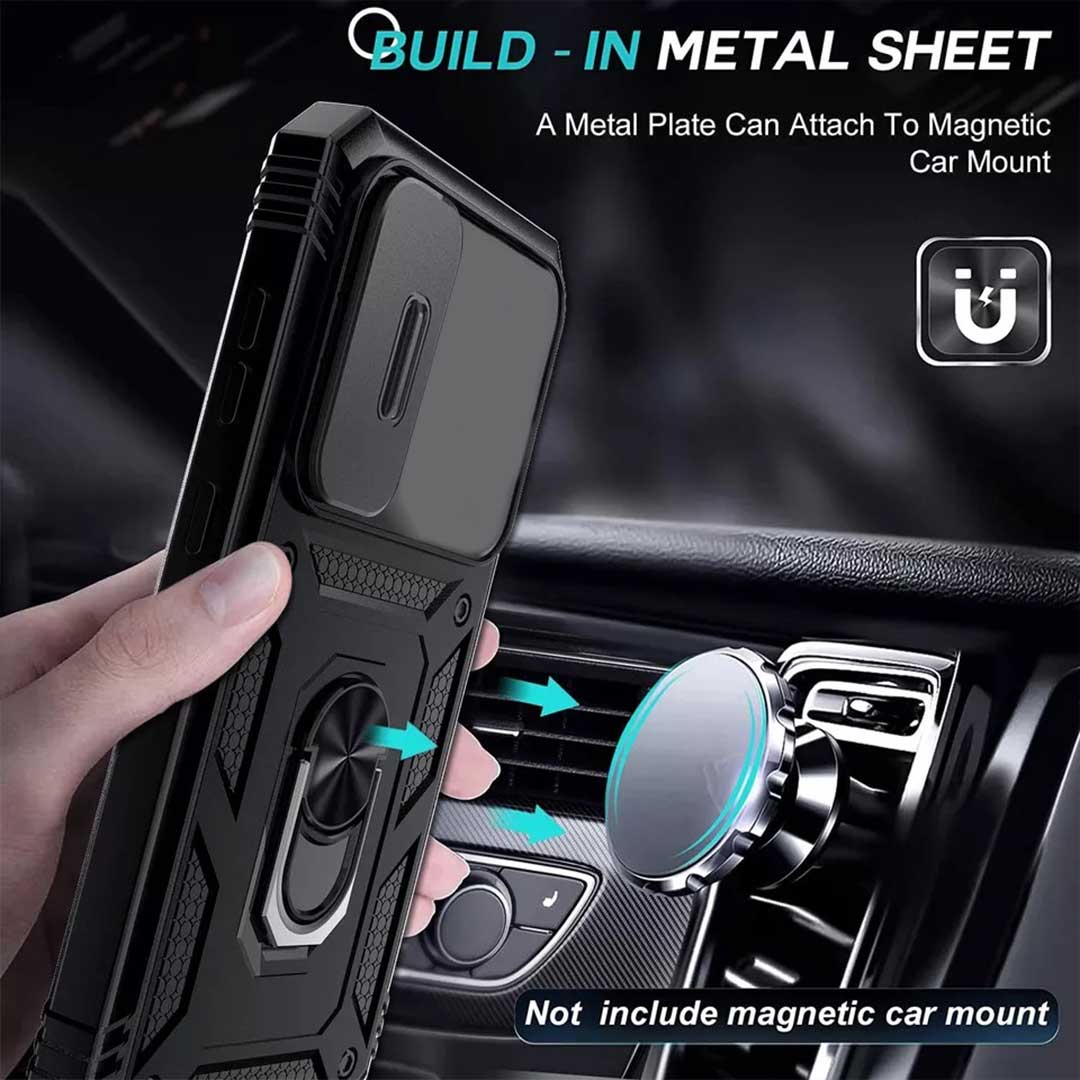 Galaxy A35 5g Armor Case with Slide Camera Cover[Military Grade 16ft. Drop Tested] Magnetic Ring Kickstand Protective Phone Case