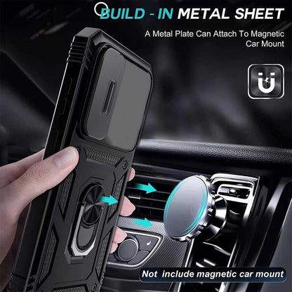 Galaxy A35 5g Armor Case with Slide Camera Cover[Military Grade 16ft. Drop Tested] Magnetic Ring Kickstand Protective Phone Case