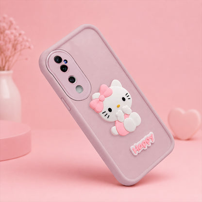 VIVO V40 5G Soft Silicone 3D Hello Kitty character design Back Case with Camera Protection