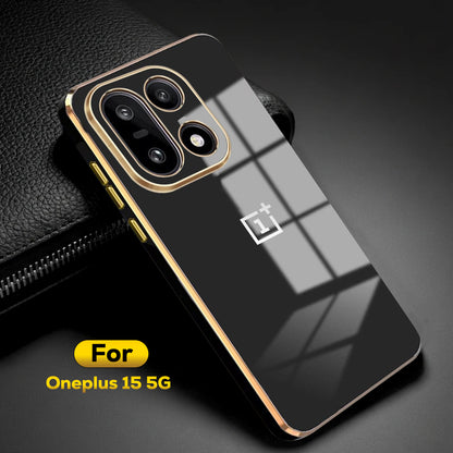 ONEPLUS 15 5G ULTRA-SHINE GOLD ELECTROPLATED LUXURIOUS  BACK CASE WITH CAMERA PROTECTION