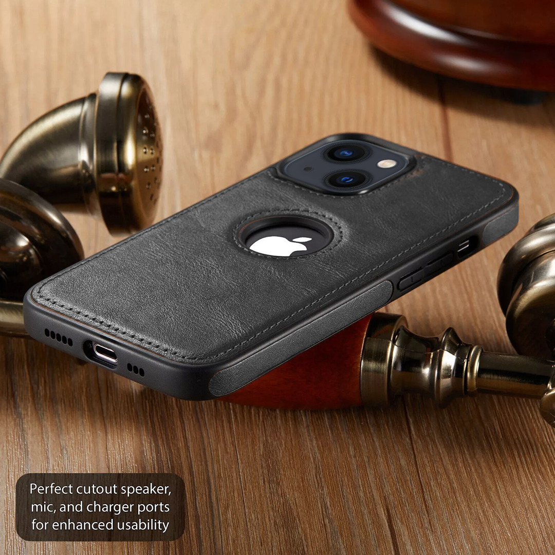 IPHONE 14 PLUS 5G Drop Protection | Raised Camera Edges Protective Back Leather Case
