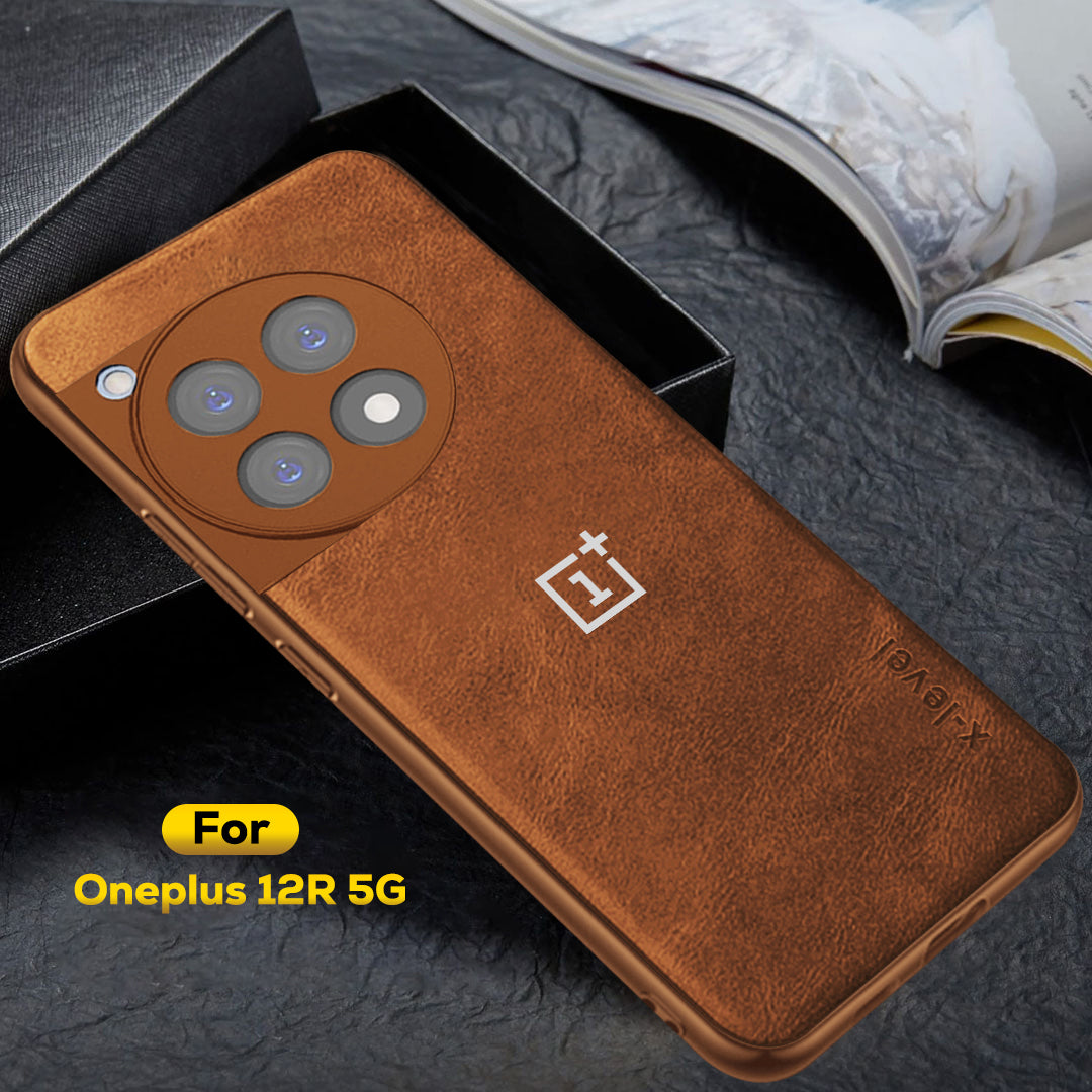 ONEPLUS 12R 5G Business Style PU LEATHER PROTECTIVE BACK CASE WITH CAMERA PROTECTION