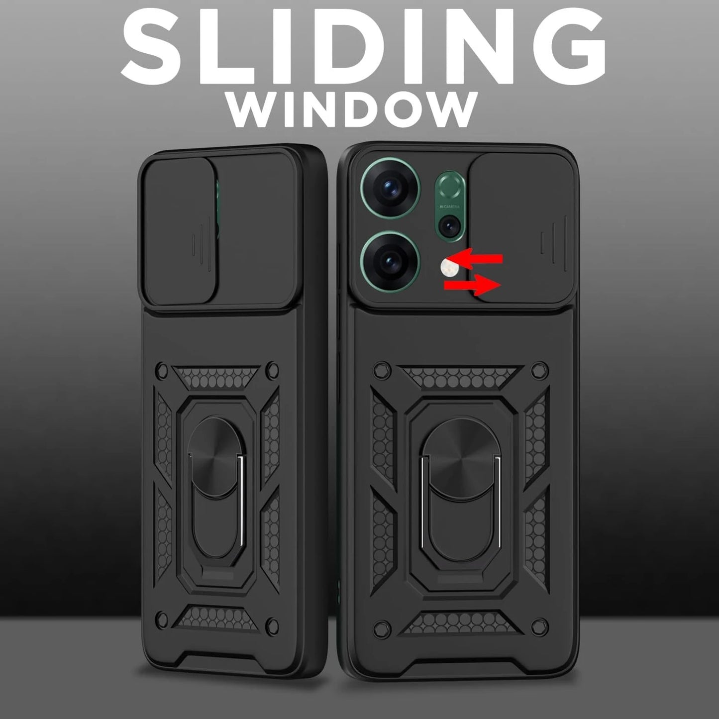 OPPO RENO 14 PRO 5G Armor Military-grade Case With Sliding Camera Cover & 360 Kickstand