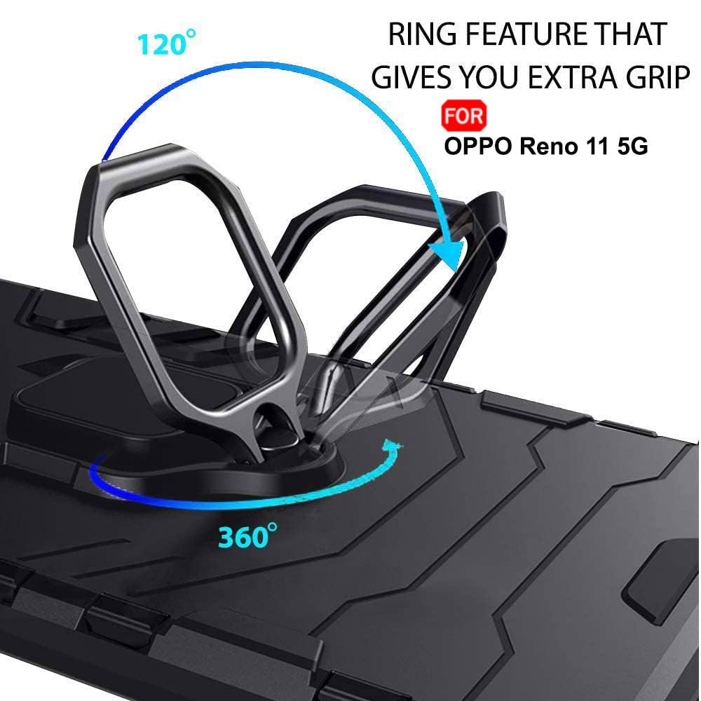 OPPO RENO 11 5G Armour Iron Man Case With Ring Holder