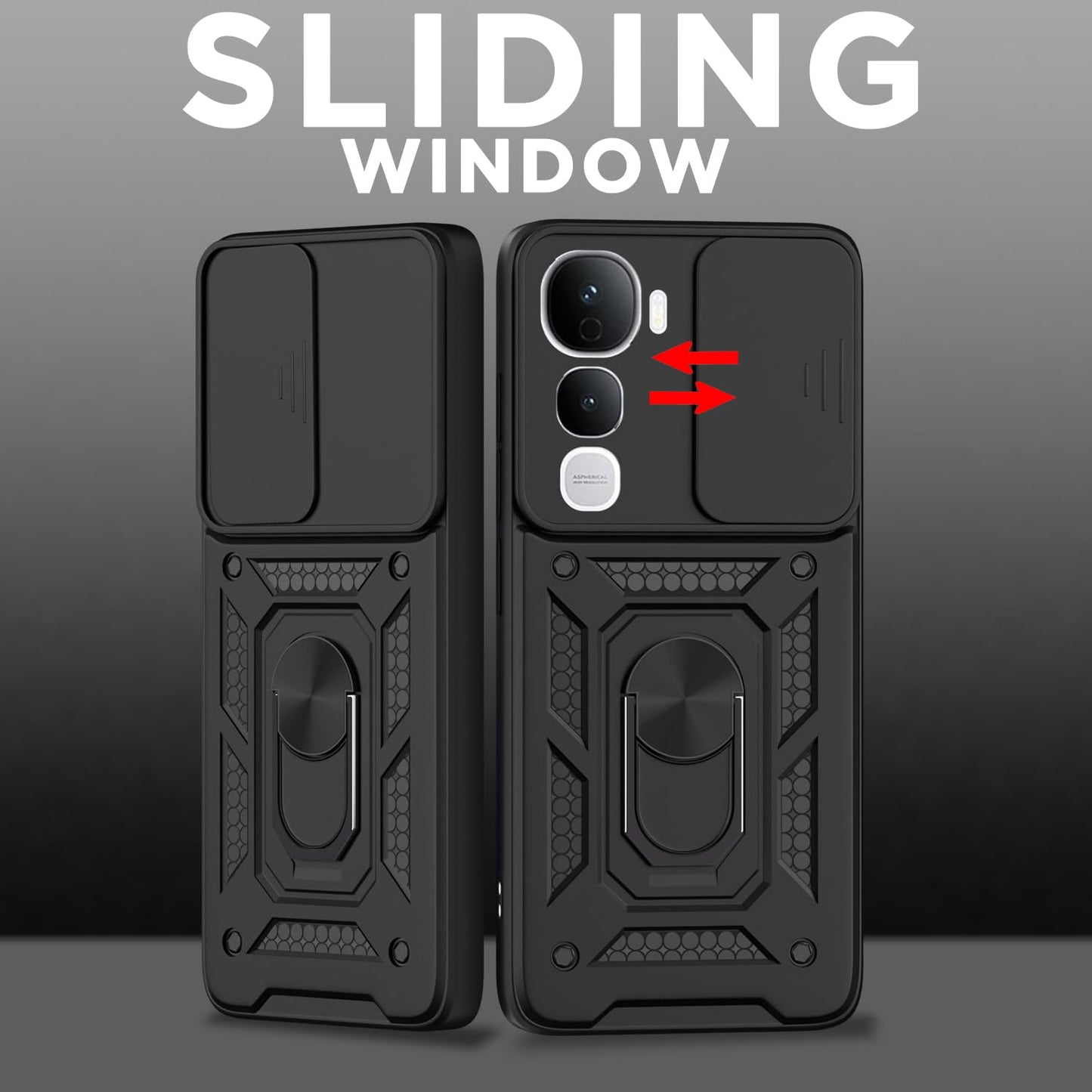 VIVO Y400 PRO 5G Armor Military-grade Case With Sliding Camera Cover & 360 Kickstand