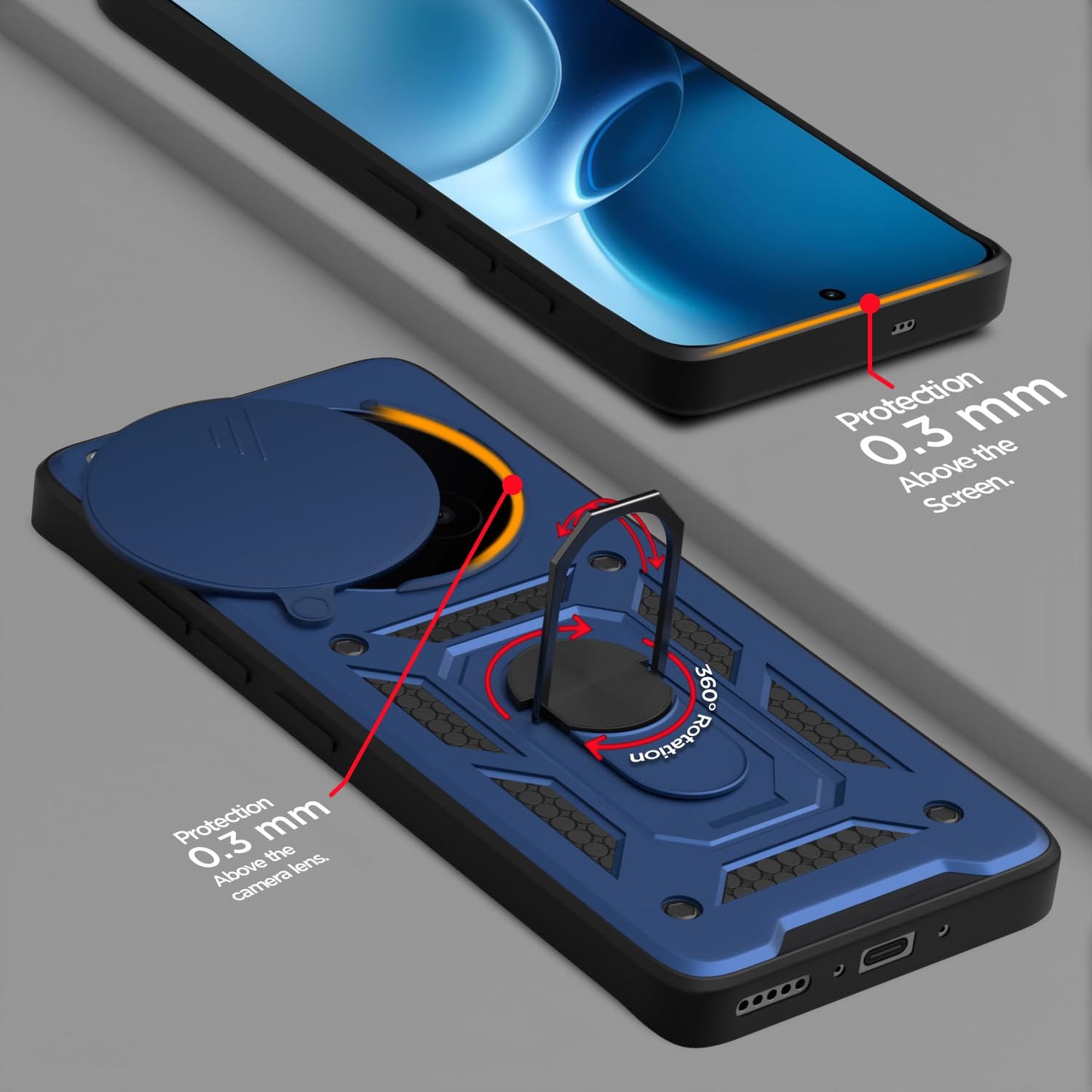 VIVO X300 PRO 5G Armor Military-grade Case With Sliding Camera Cover & 360 Kickstand