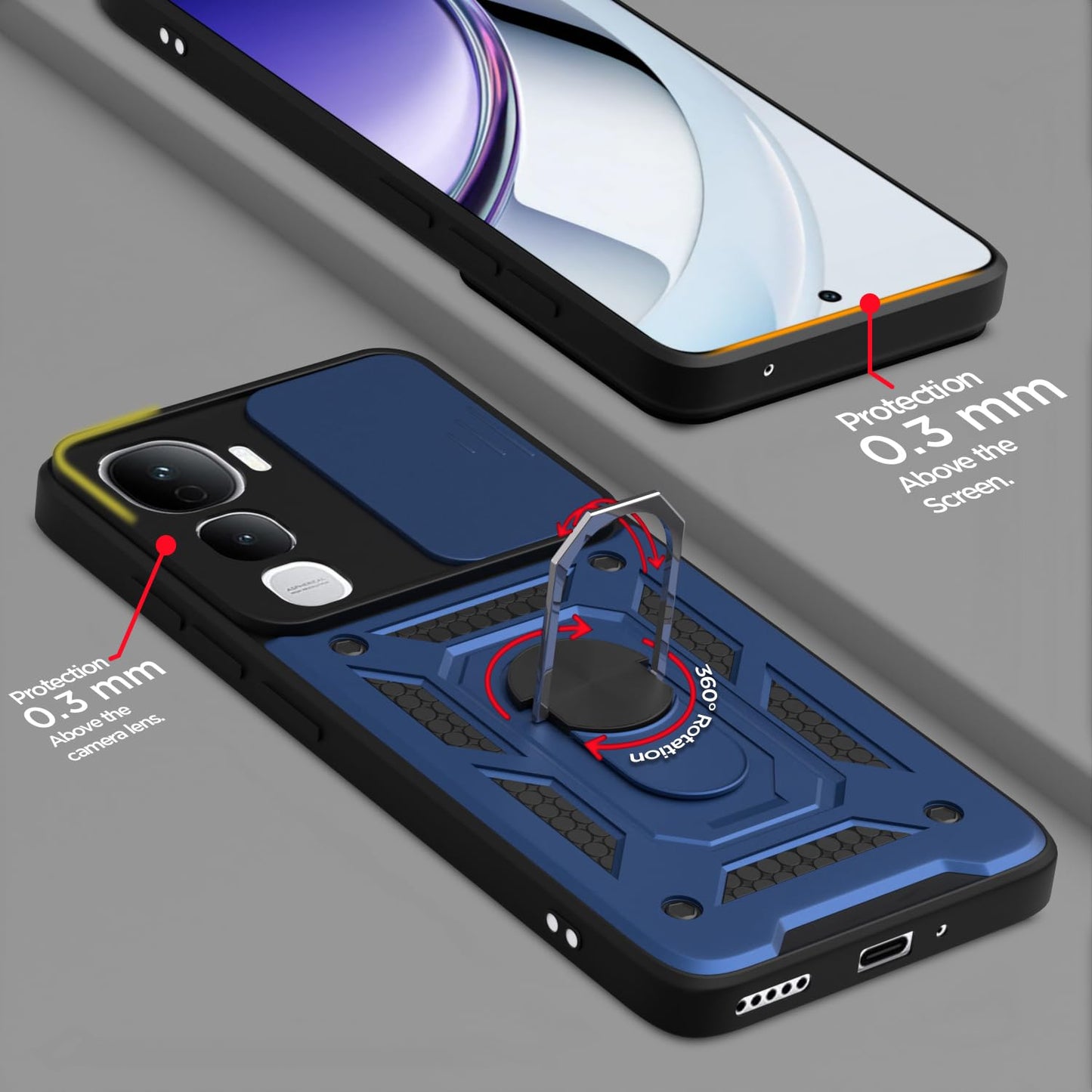 VIVO Y400 PRO 5G Armor Military-grade Case With Sliding Camera Cover & 360 Kickstand