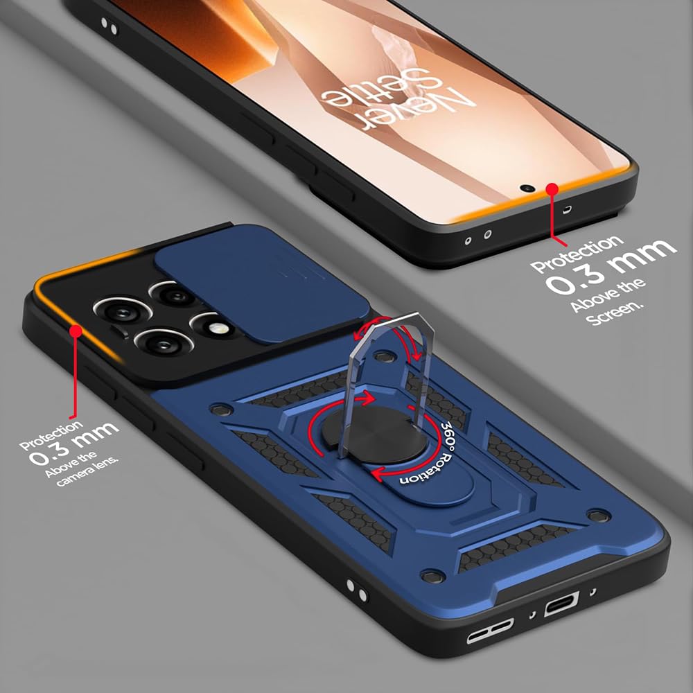 ONEPLUS 13r 5G Armor Military-grade Case With Sliding Camera Cover & 360 Kickstand