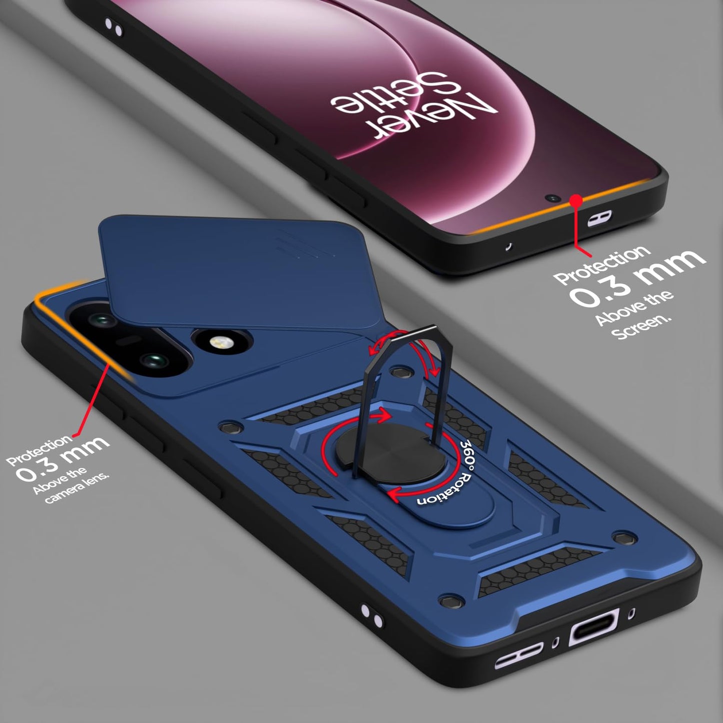 ONEPLUS 15 5G Armor Military-grade Case With Sliding Camera Cover & 360 Kickstand