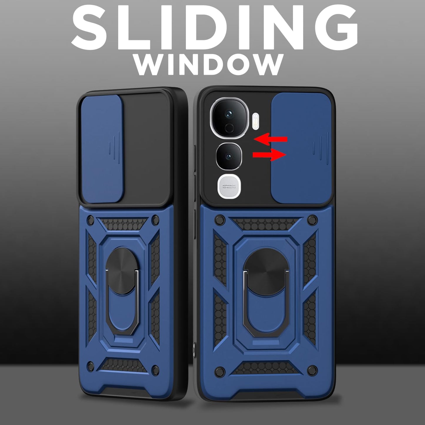 VIVO Y400 PRO 5G Armor Military-grade Case With Sliding Camera Cover & 360 Kickstand