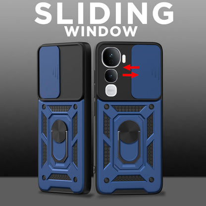 VIVO Y400 PRO 5G Armor Military-grade Case With Sliding Camera Cover & 360 Kickstand