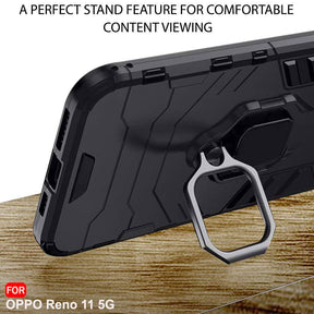 OPPO RENO 11 5G Armour Iron Man Case With Ring Holder